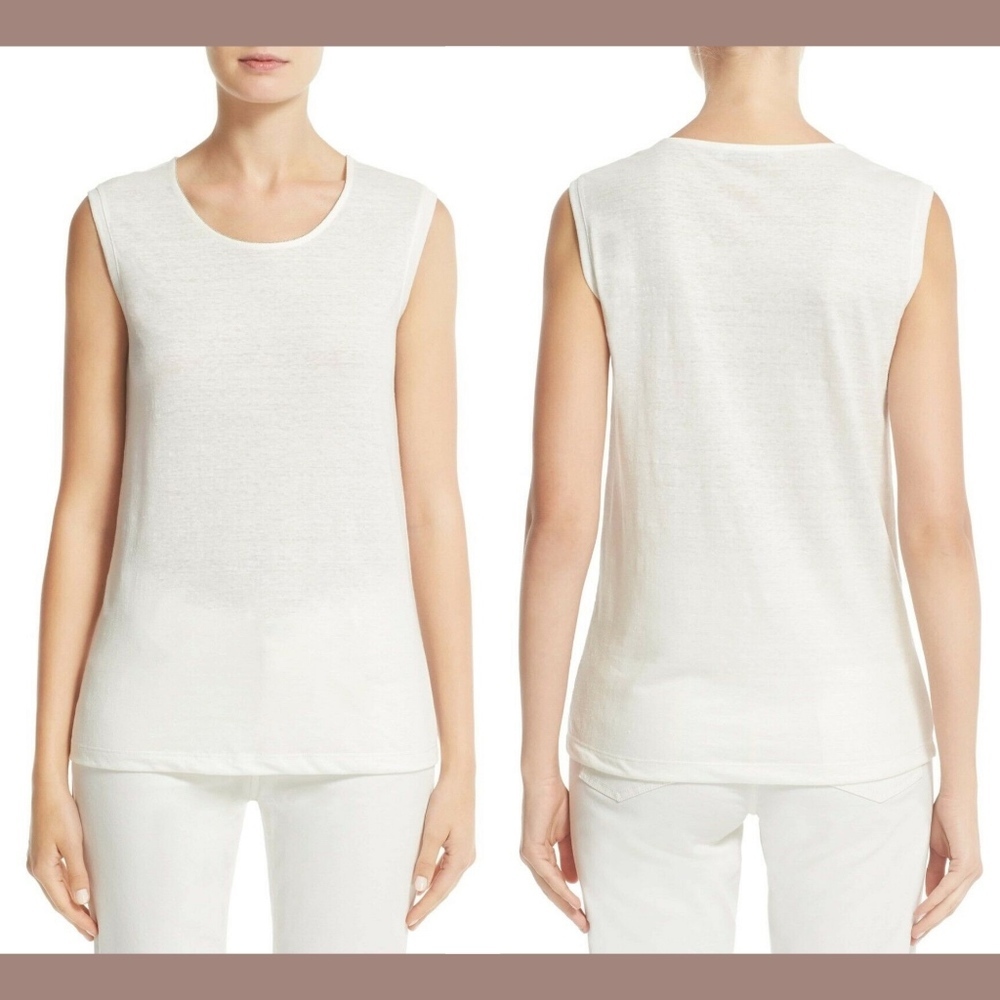 NEW Fabiana Filippi Beaded Jersey Tank in‎ Off-White [I SZ 52 / XXXL ]